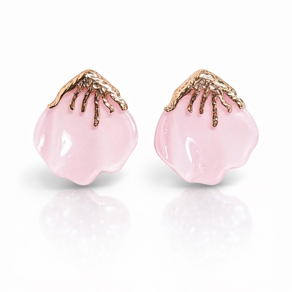 ⚜️ Elegant Pink and Gold Women's Earrings